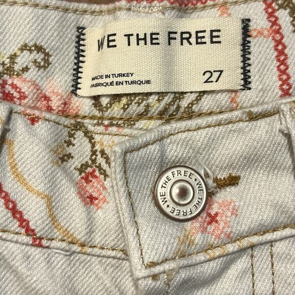 Free People We The Free Eden Slouch Jeans Cross Stitch Print Button Fly Size 27 - Picture 5 of 16